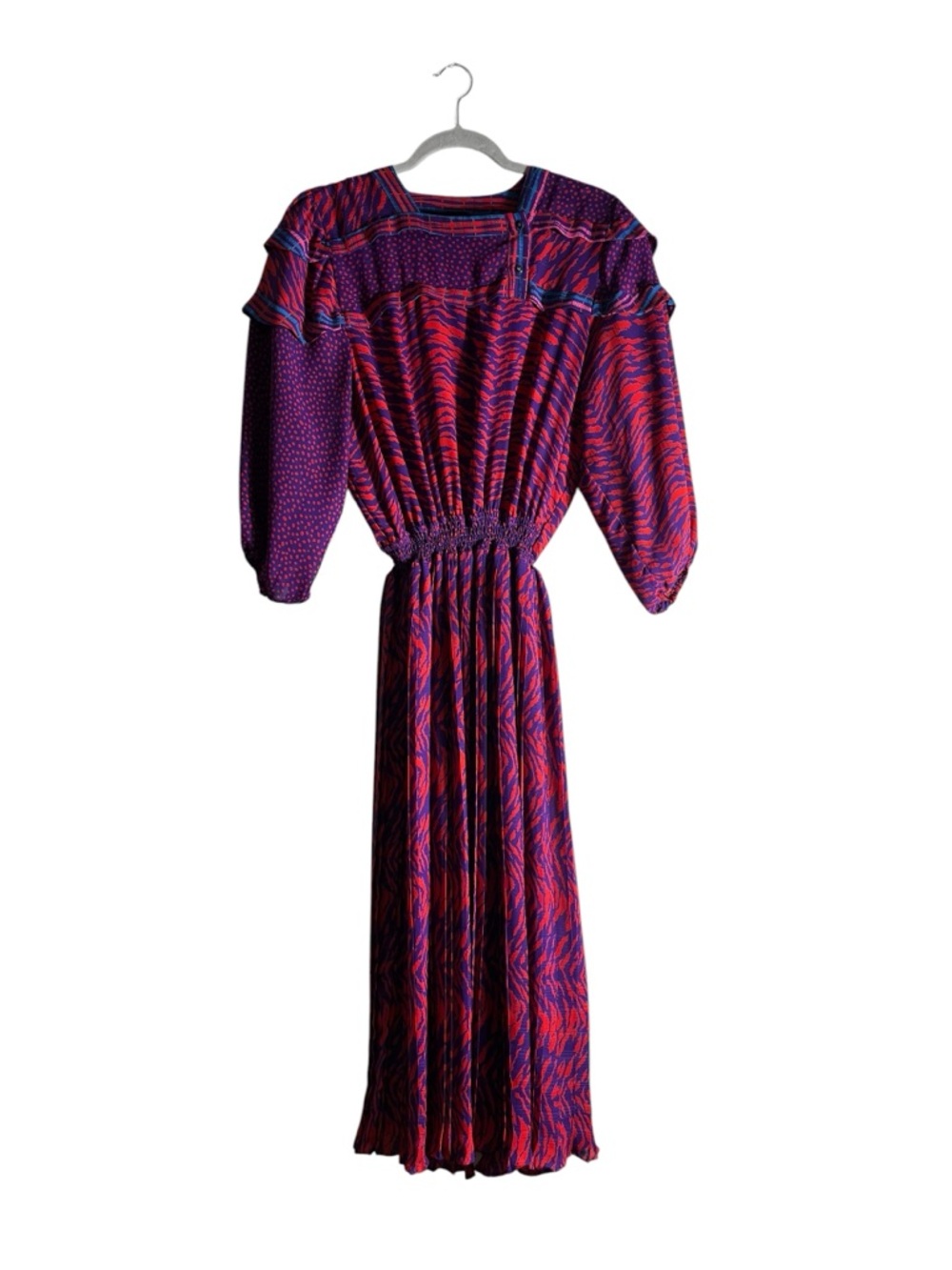 Diane Freis Vintage Floral Boho Midi Dress‎ Elastic Waist